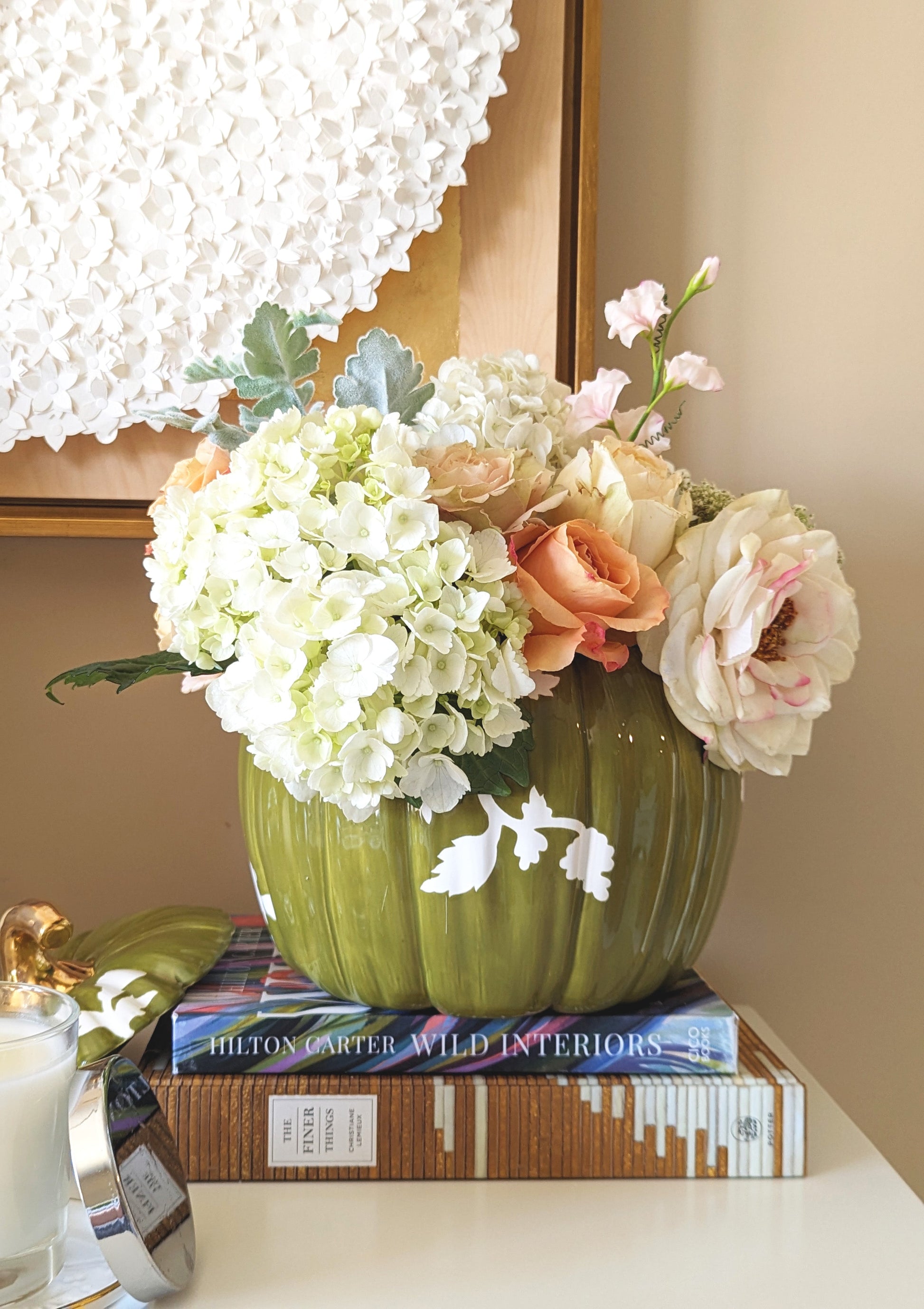 Chinoiserie Pumpkin Jars with 22K Gold Accents in Moss Green - TheBOX