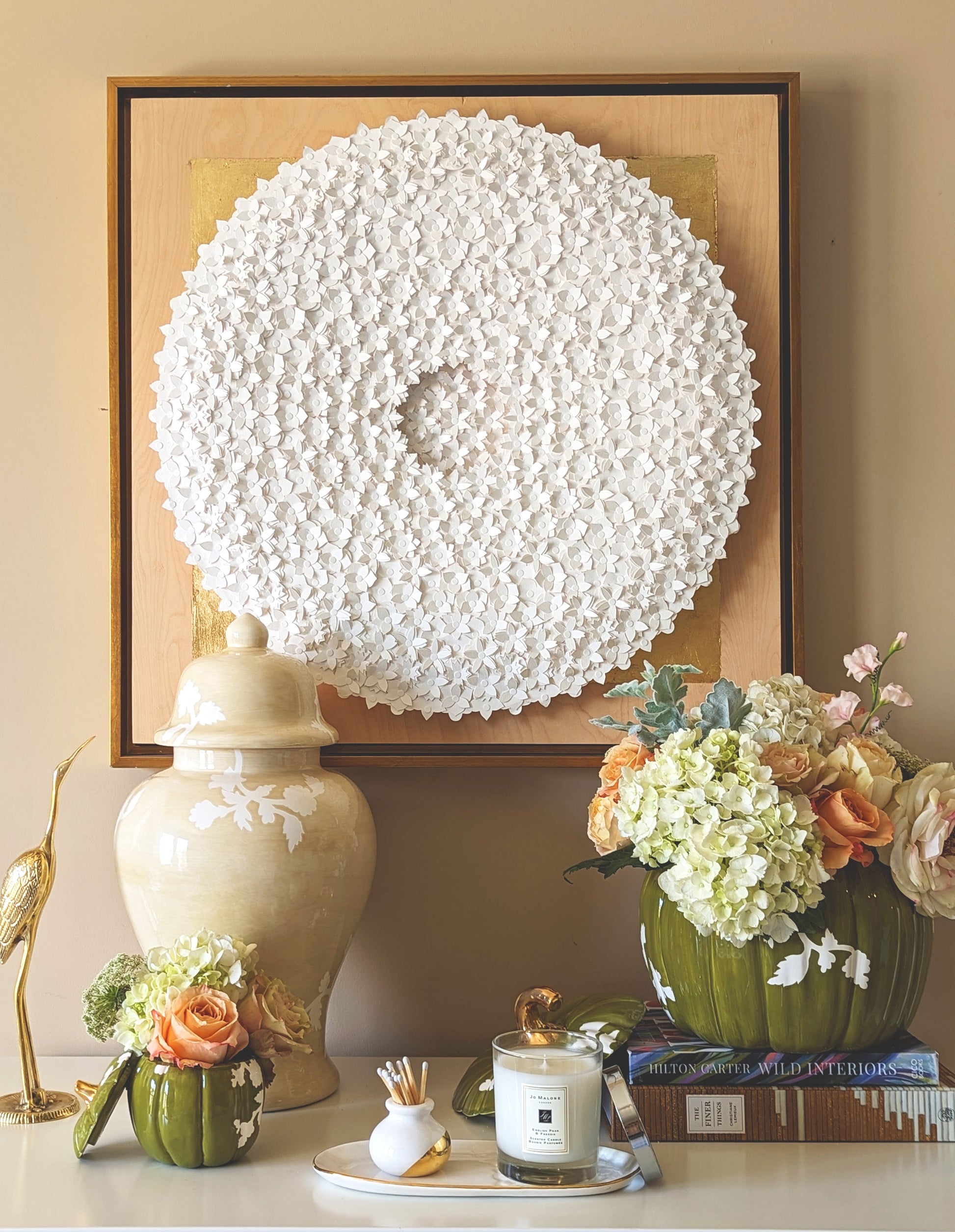 Chinoiserie Pumpkin Jars with 22K Gold Accents in Moss Green - TheBOX