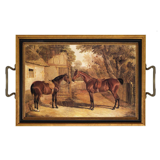 Saddled Horse Tray w/ Brass Handles - TheBOX