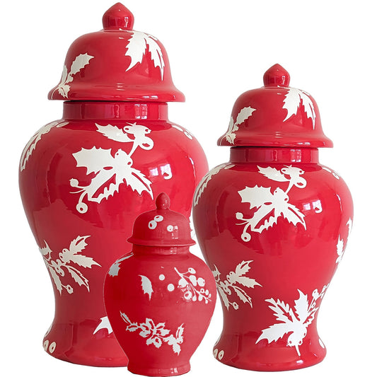 Deck the Halls Ginger Jars in Red - TheBOX