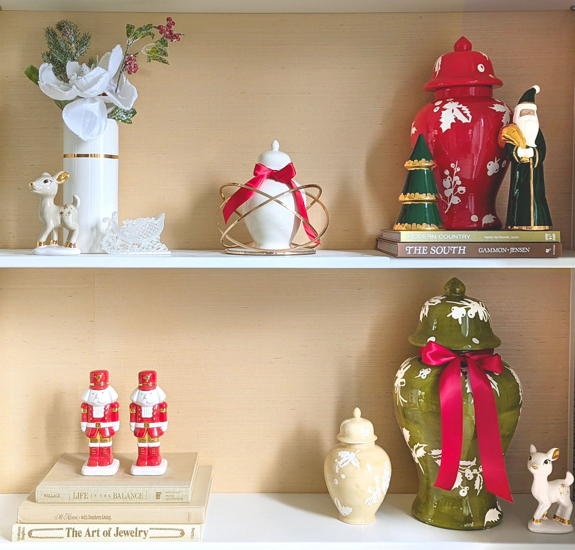 Deck the Halls Ginger Jars in Red - TheBOX