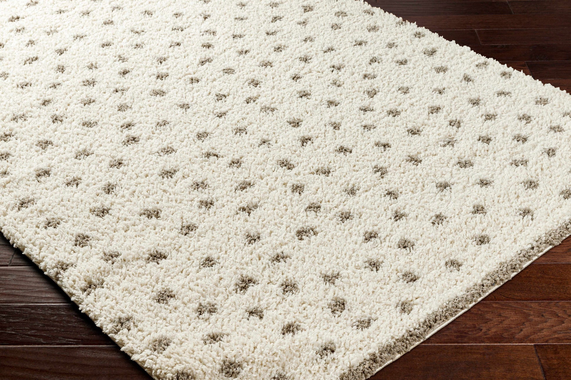 Chaia Dotted Cream & Gray Plush Rug - TheBOX