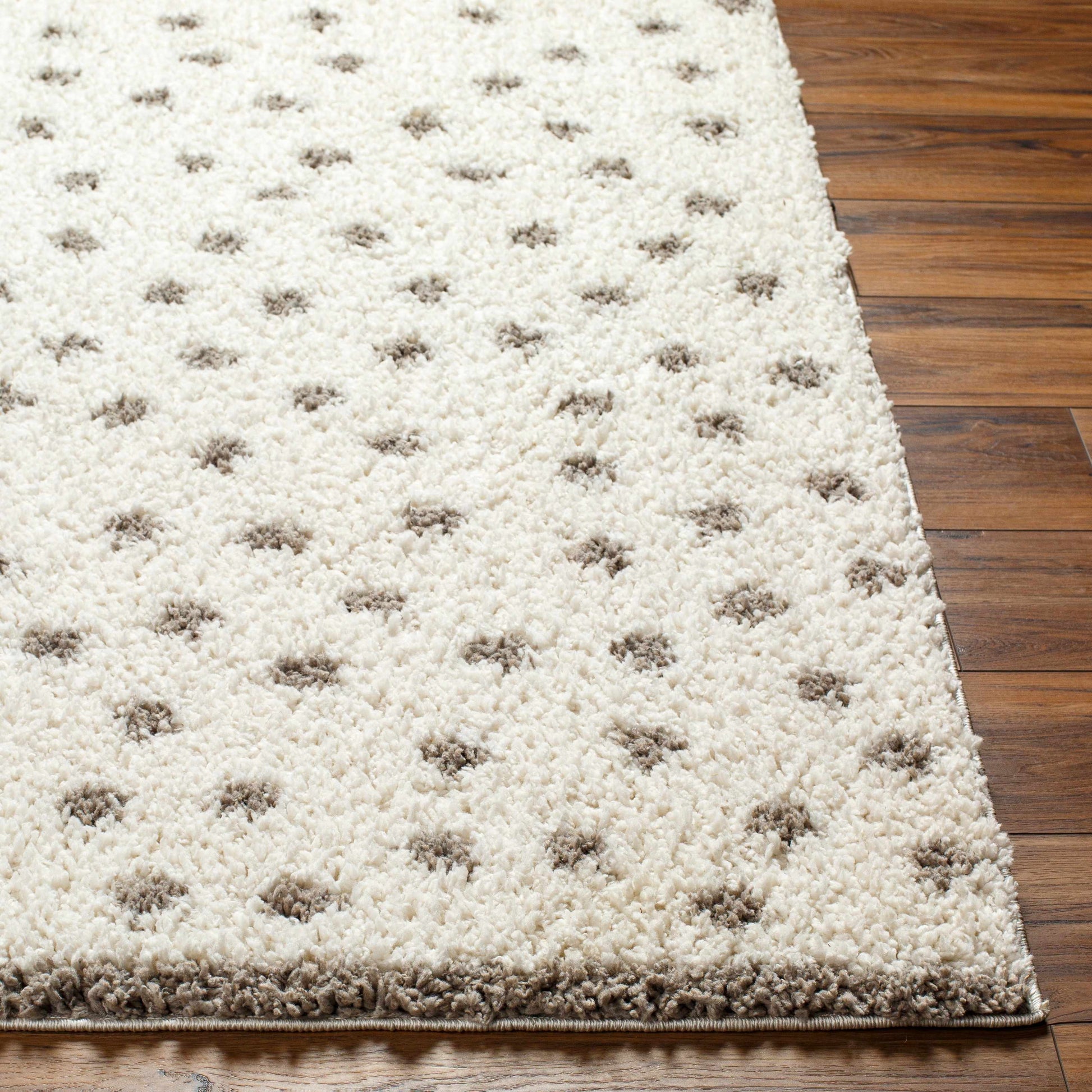 Chaia Dotted Cream & Gray Plush Rug - TheBOX
