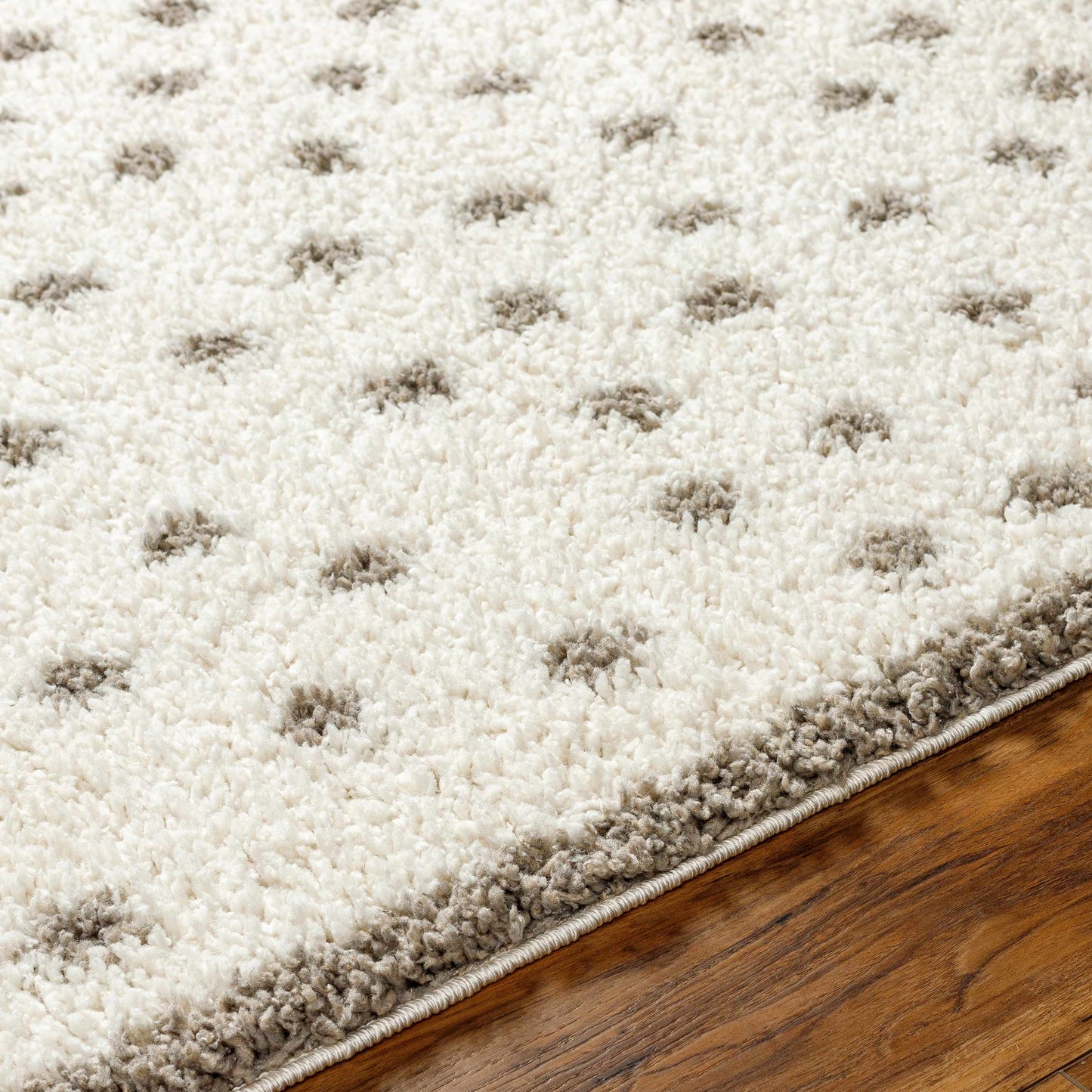 Chaia Dotted Cream & Gray Plush Rug - TheBOX