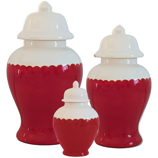Scallop Color Block Ginger Jars in Holiday Red - TheBOX